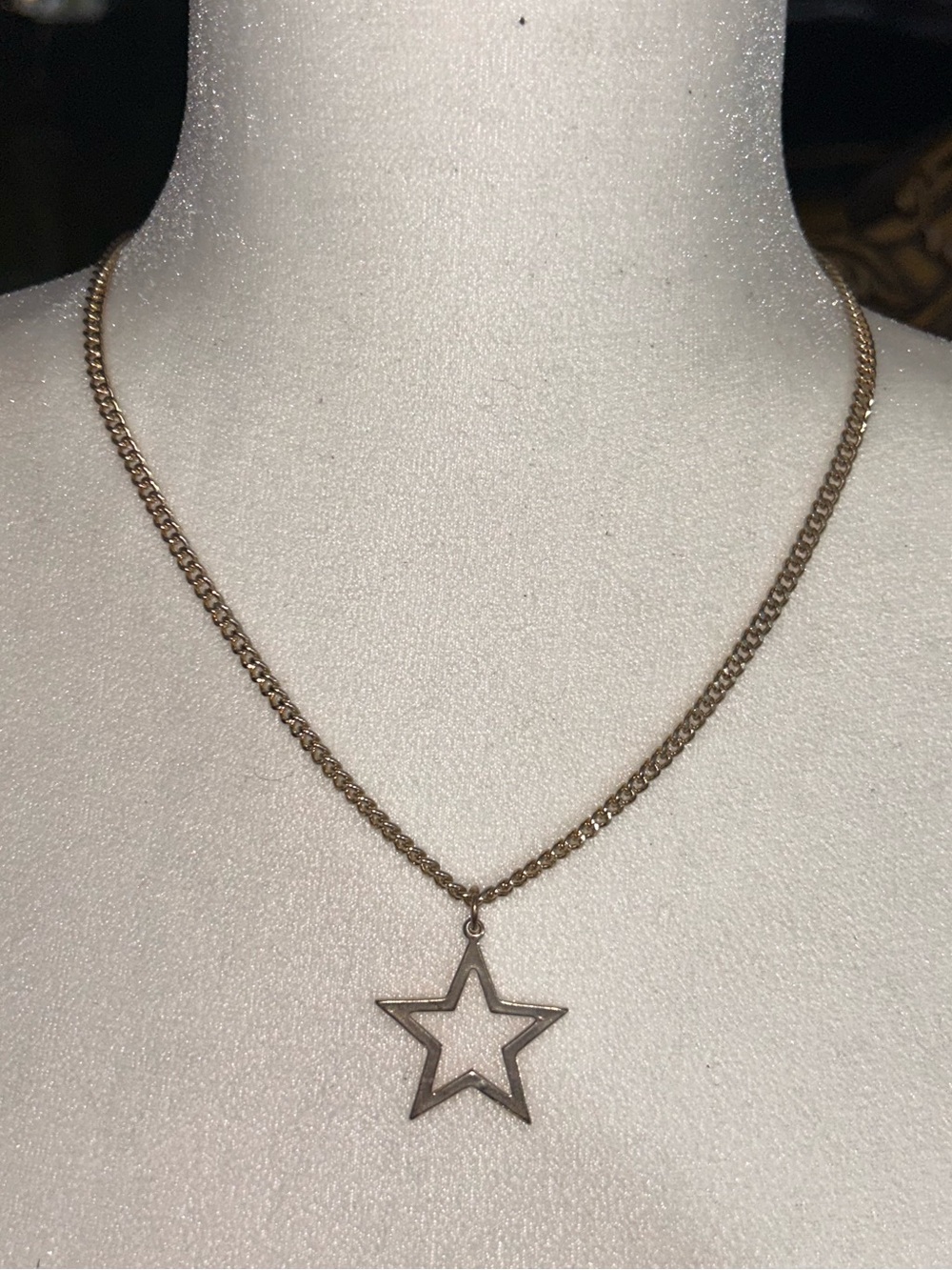 Open Star Pendant Necklace in Antique Gold Tone
